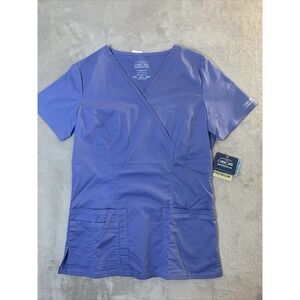 Cherokee Authentic New Women Scrub Top V-Neck Ciel Blue XXS Missy Fit 3 Pockets